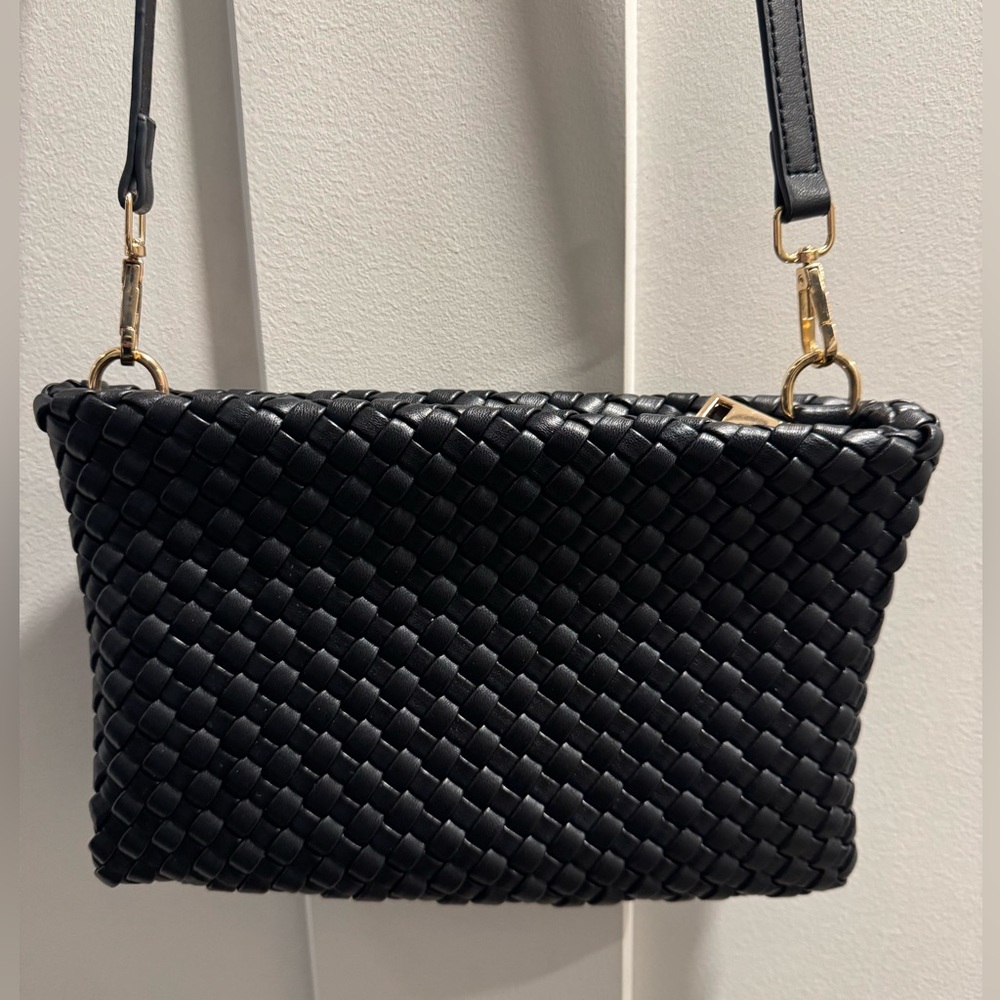 Melie Bianco Black Woven Clutch by Anthropologie